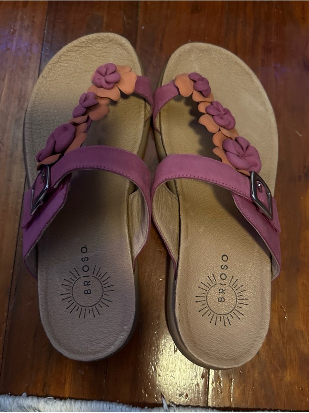 Brioso Pink Floral Thong Sandals with Buckle